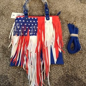 American Flag handbag with fringe